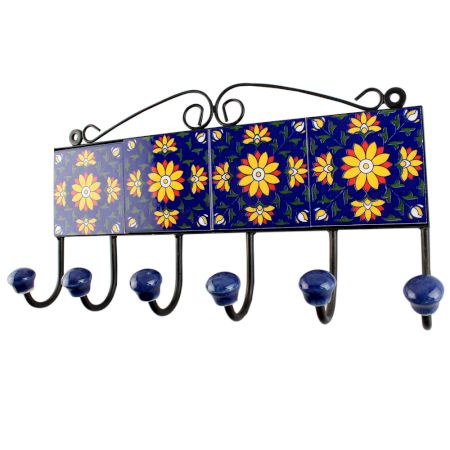 Yellow Sunflower Ceramic Tile Hook